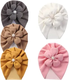 Newborn Babies Headwrap Hat Infant Toddler Cotton Soft Cute Nursery Beanie Headbands Top Bowknot Cap