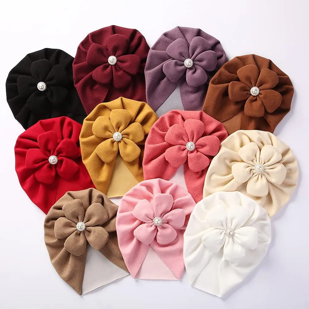 Newborn Babies Headwrap Hat Infant Toddler Cotton Soft Cute Nursery Beanie Headbands Top Bowknot Cap
