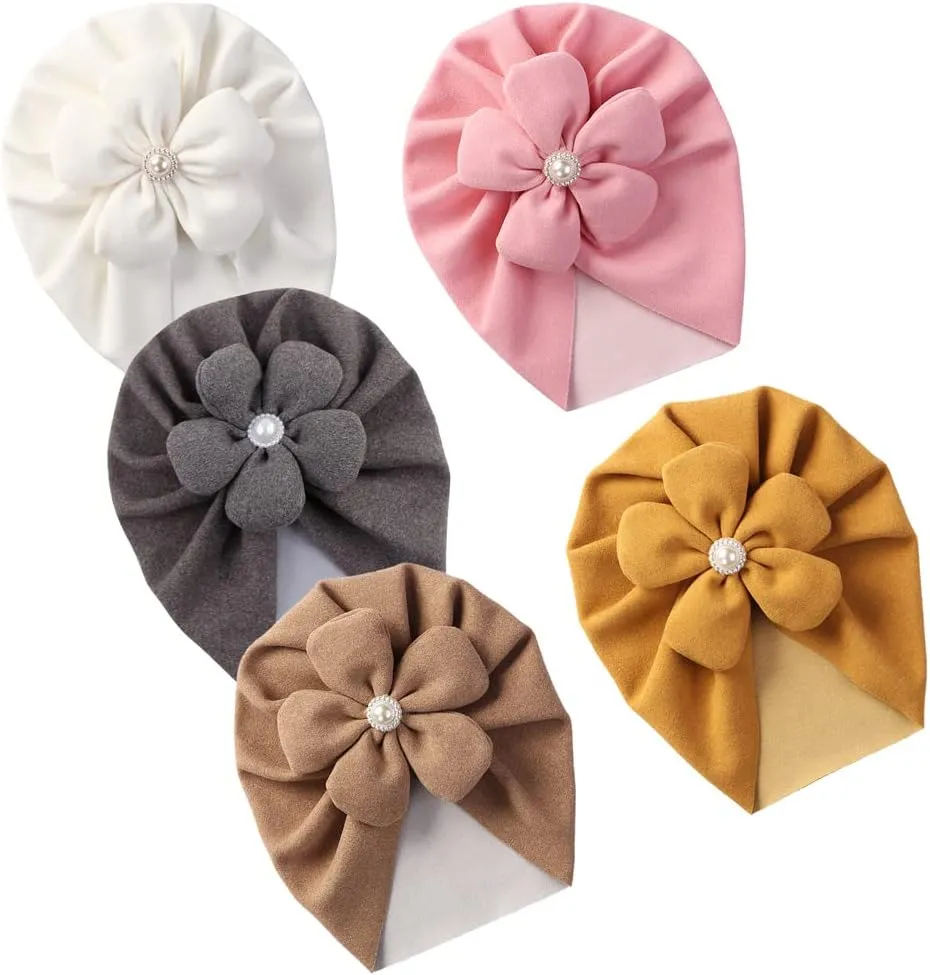Newborn Babies Headwrap Hat Infant Toddler Cotton Soft Cute Nursery Beanie Headbands Top Bowknot Cap