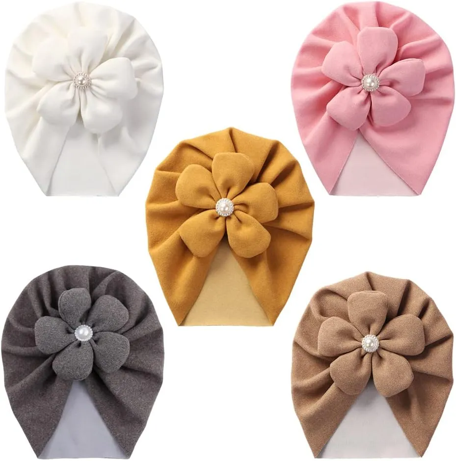 Newborn Babies Headwrap Hat Infant Toddler Cotton Soft Cute Nursery Beanie Headbands Top Bowknot Cap
