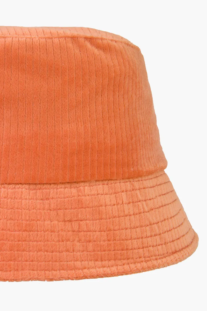 Orange velvet bucket hat