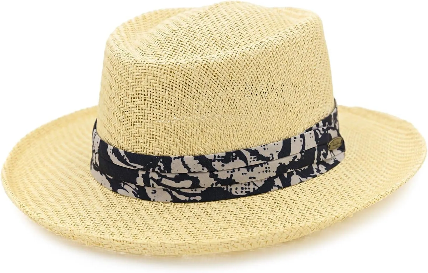 Panama Jack Gambler Straw Hat - Lightweight, 3" Big Brim, Inner Elastic Sweatband, 3-Pleat Ribbon Hat Band