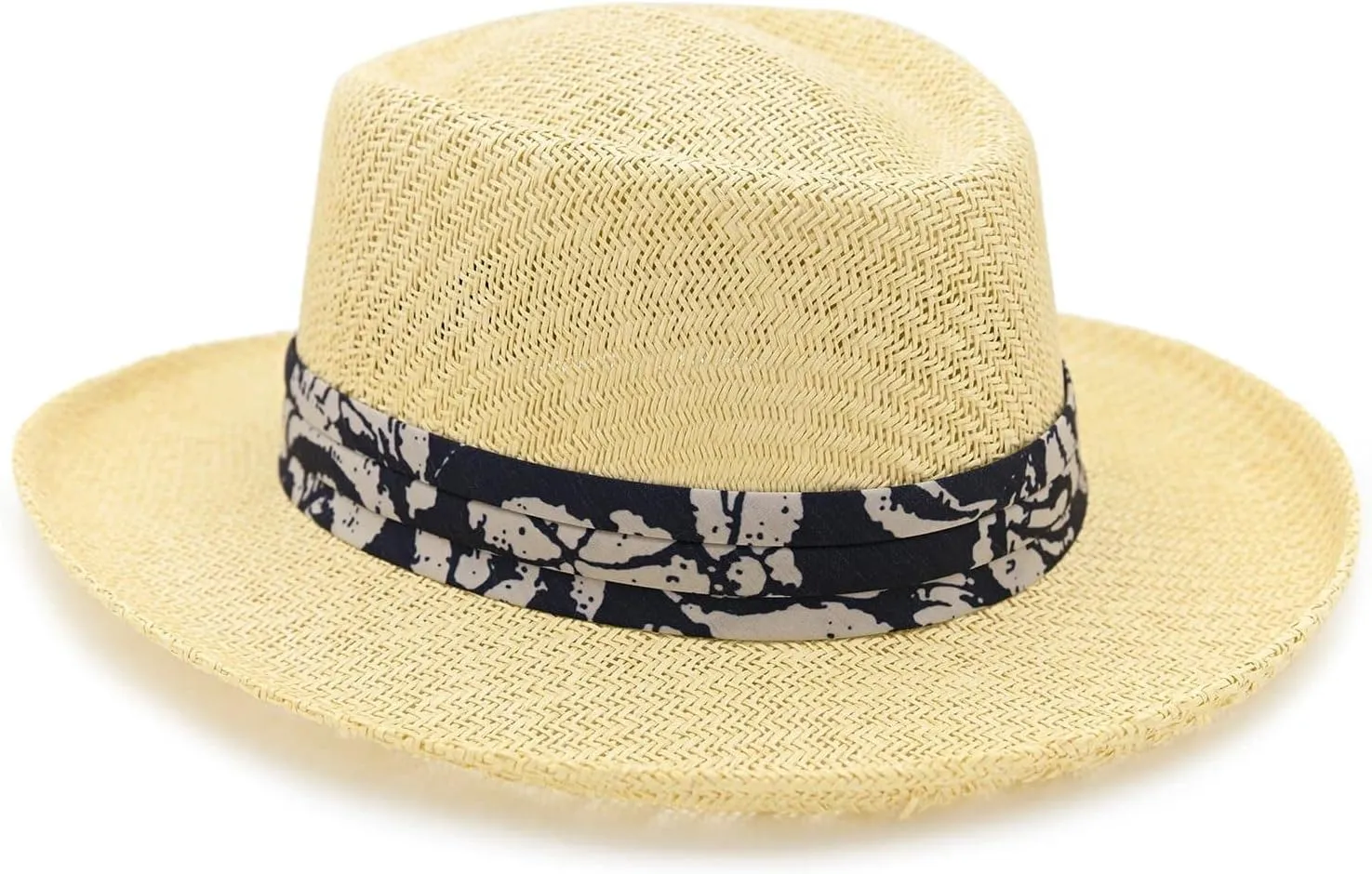 Panama Jack Gambler Straw Hat - Lightweight, 3" Big Brim, Inner Elastic Sweatband, 3-Pleat Ribbon Hat Band