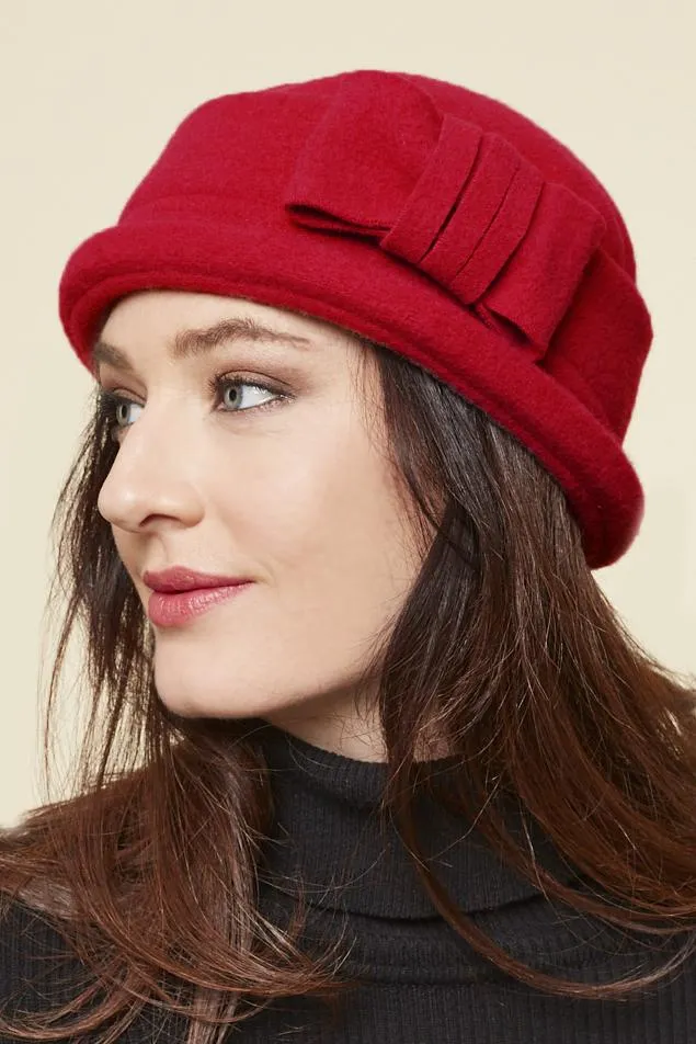 *Parkhurst CHARLIE WOOL CLOCHE BOW HAT, Style# 25304