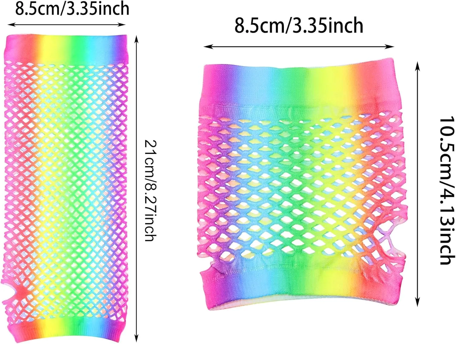 PENTA ANGEL 2 Pairs Neon Stretchy Mesh Fishnet Fingerless Gloves for Women Girls 80s 90s Halloween Party Costume Cosplay