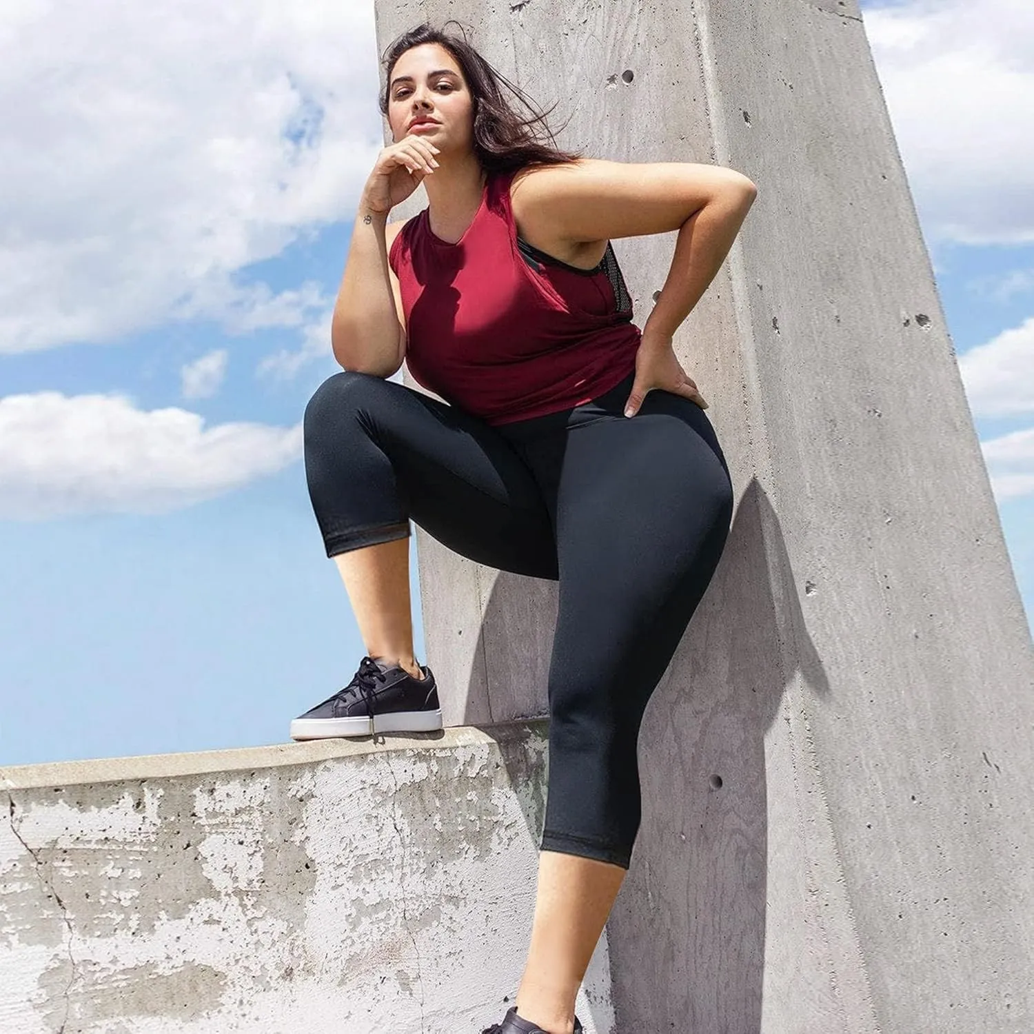 Plus Size Capri Leggings for Women- XL-4XL High Waist Tummy Control Stretchy Workout Yoga Pants Plus Capris