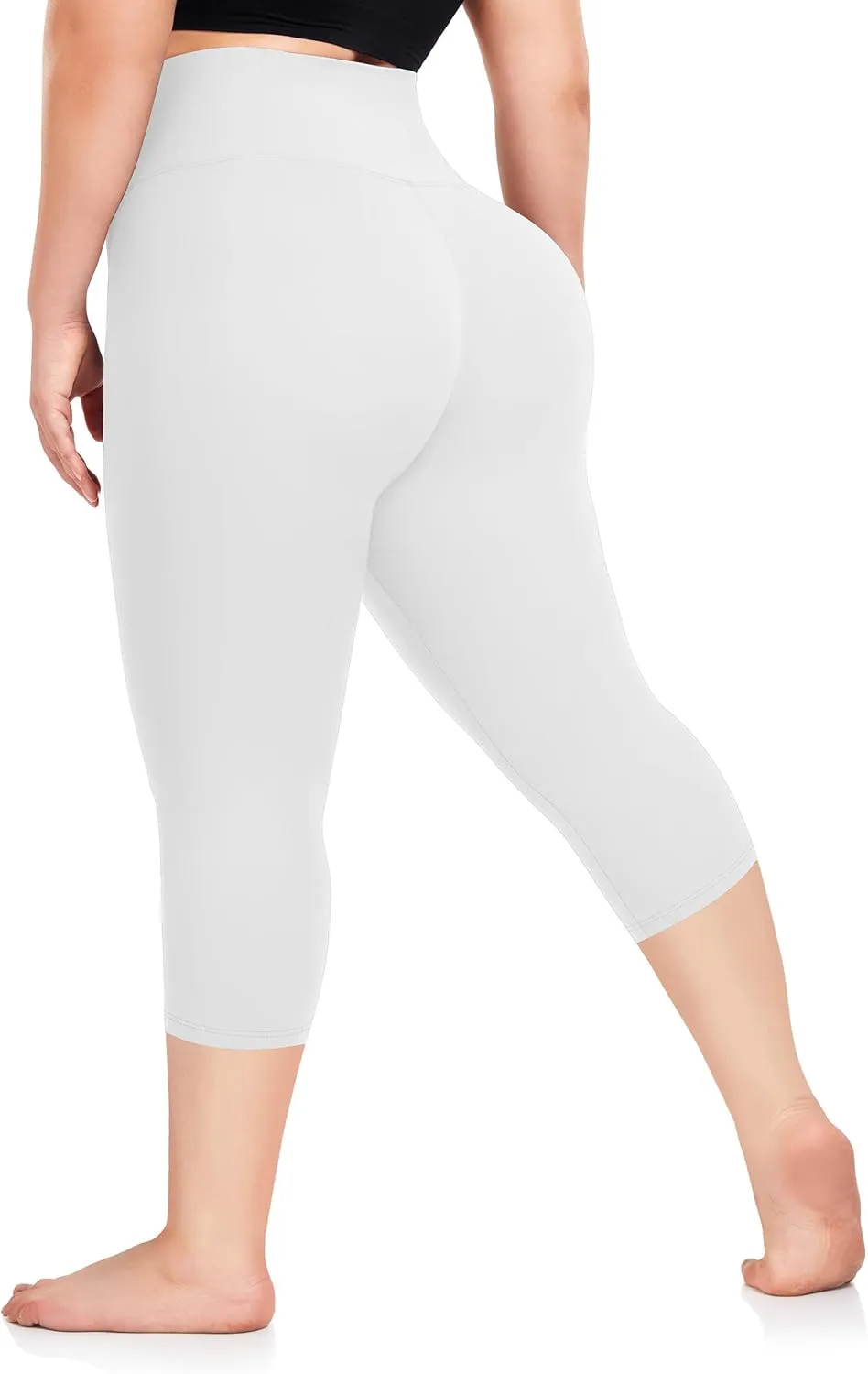 Plus Size Capri Leggings for Women- XL-4XL High Waist Tummy Control Stretchy Workout Yoga Pants Plus Capris