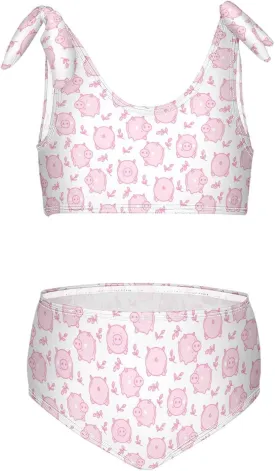 Raccoon and Paw Print Pattern Girls Bikini Sets 2 Piece Swimsuits Bathing Suit Swimwear