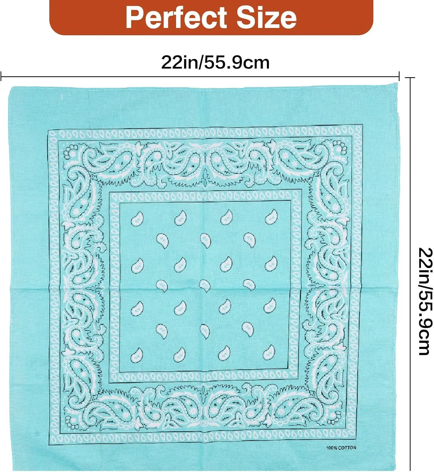 Raylarnia 100% Cotton Large Bandanas for Men and Women, 22 Inch Paisley Bandana with Multiple Colors