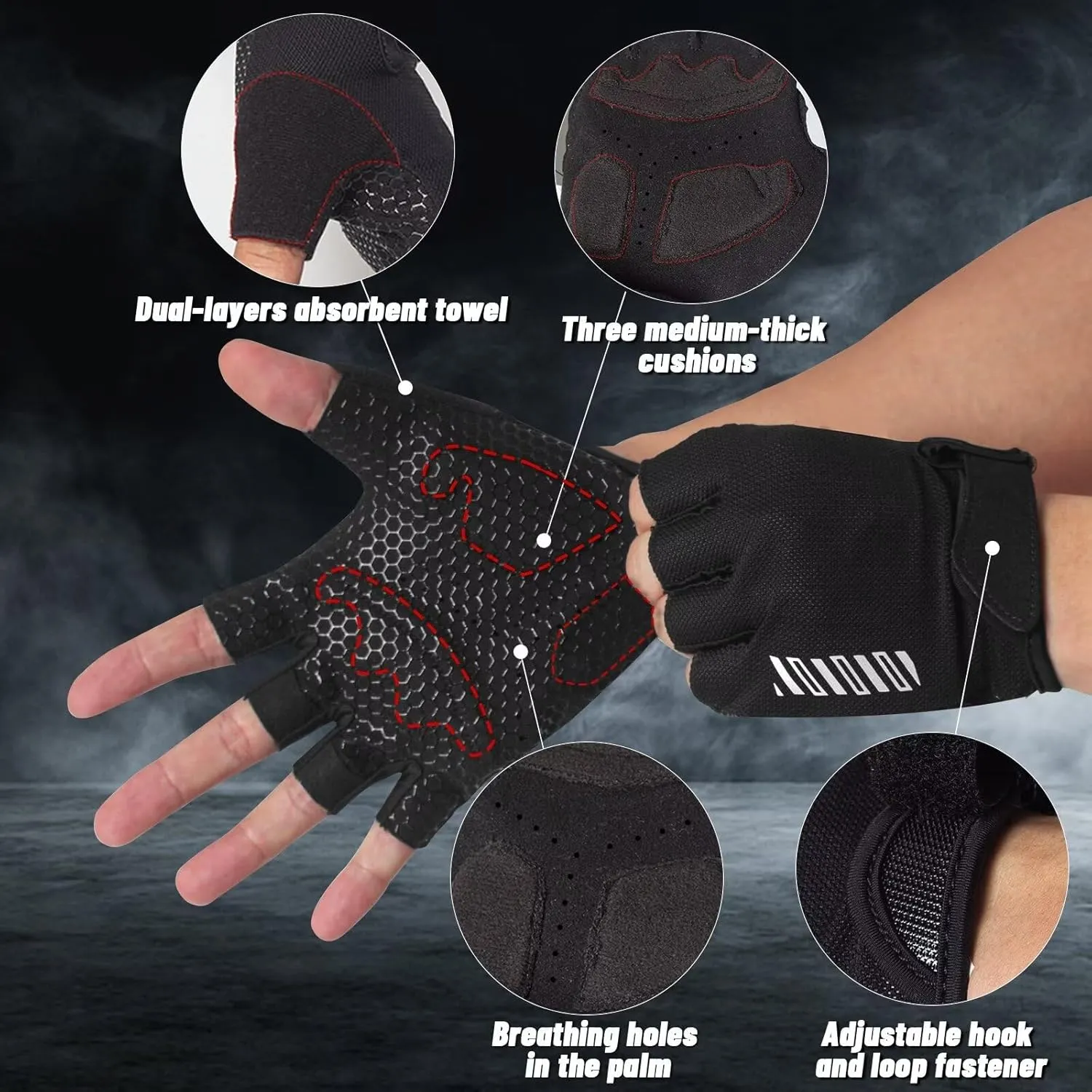 RIGWARL Workout Gloves, Lightweight Fitness Gloves with Full Palm Protection and Excellent Grip for Men Women, Weight Lifting Gloves for Cycling Pull ups Exercise