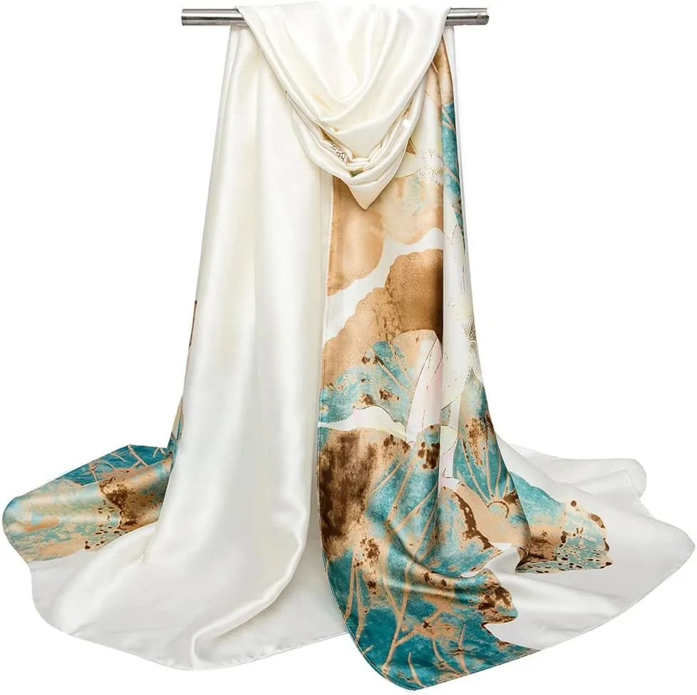 Silk Feeling Scarf Large Headscarf Fashion Sunscreen Hair Wraps Soft Neck Scarves for Women