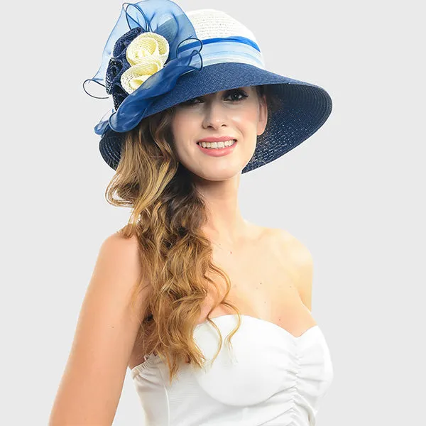 Straw Paper Kentucky Derby Church Cloche Hat W204