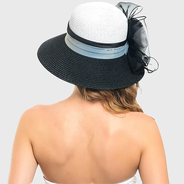 Straw Paper Kentucky Derby Church Cloche Hat W204