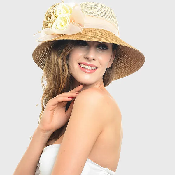 Straw Paper Kentucky Derby Church Cloche Hat W204