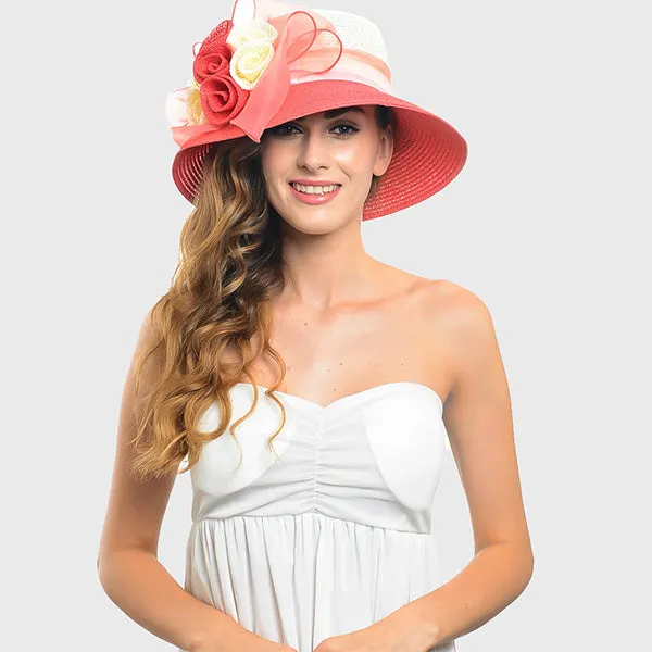 Straw Paper Kentucky Derby Church Cloche Hat W204