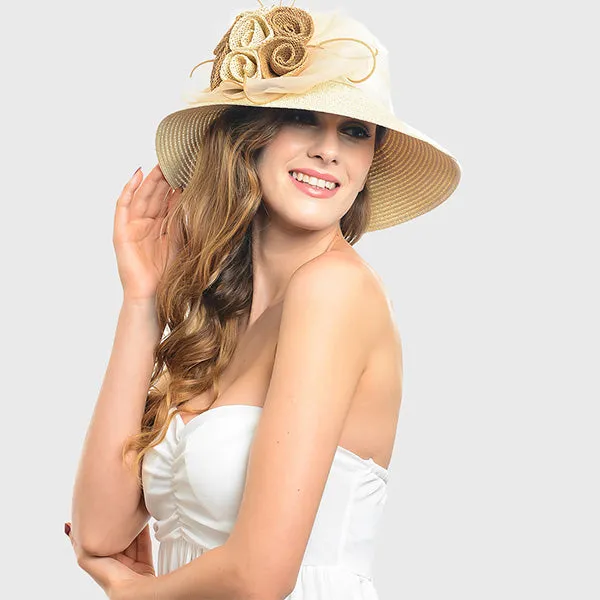 Straw Paper Kentucky Derby Church Cloche Hat W204