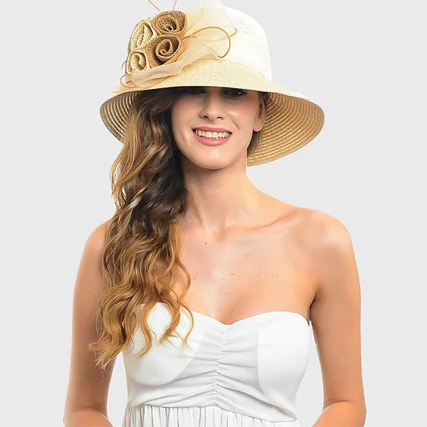 Straw Paper Kentucky Derby Church Cloche Hat W204