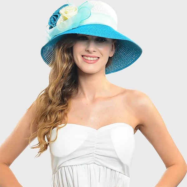 Straw Paper Kentucky Derby Church Cloche Hat W204