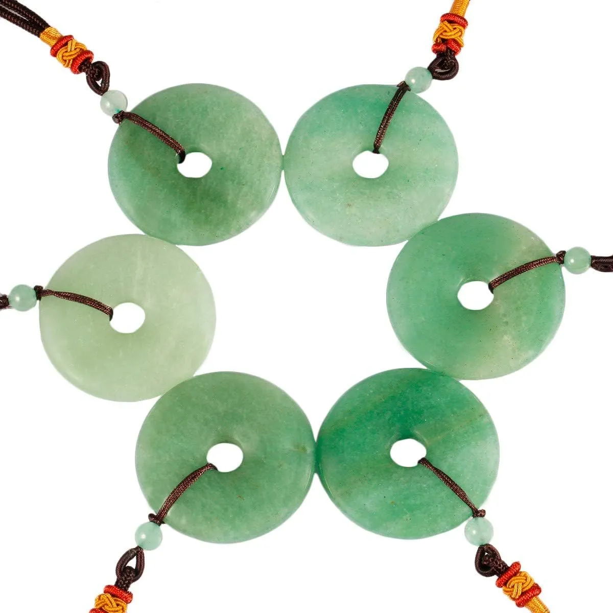 SUNYIK Natural Gemstone Lucky Coin Stone Pendant Necklace for Women Men, Healing Crystal Dount Amulet Necklace for Unisex Adjustable
