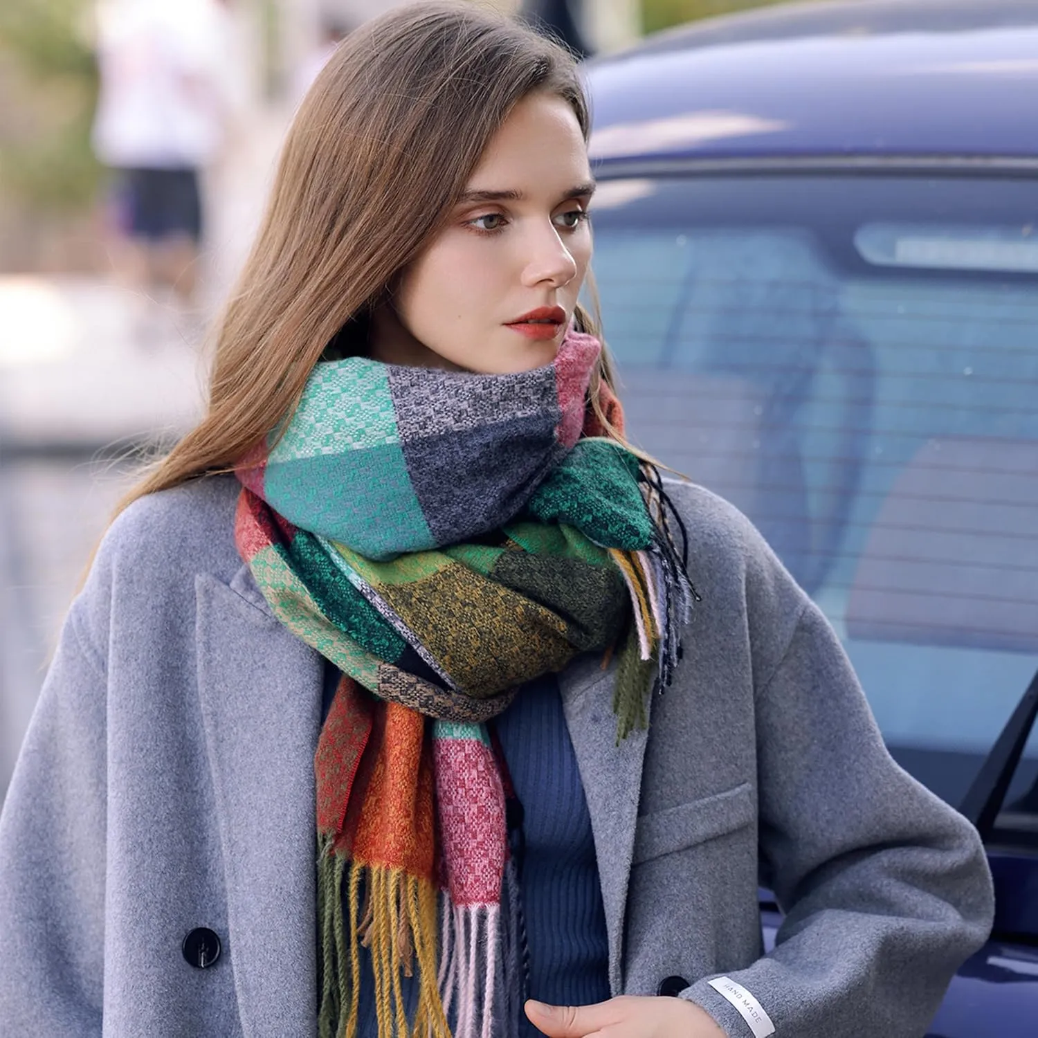 Tartan Plaid Scarves for Women Winter,Long Scarves for Women with Fringe,Super Soft Scarf for Women Winter