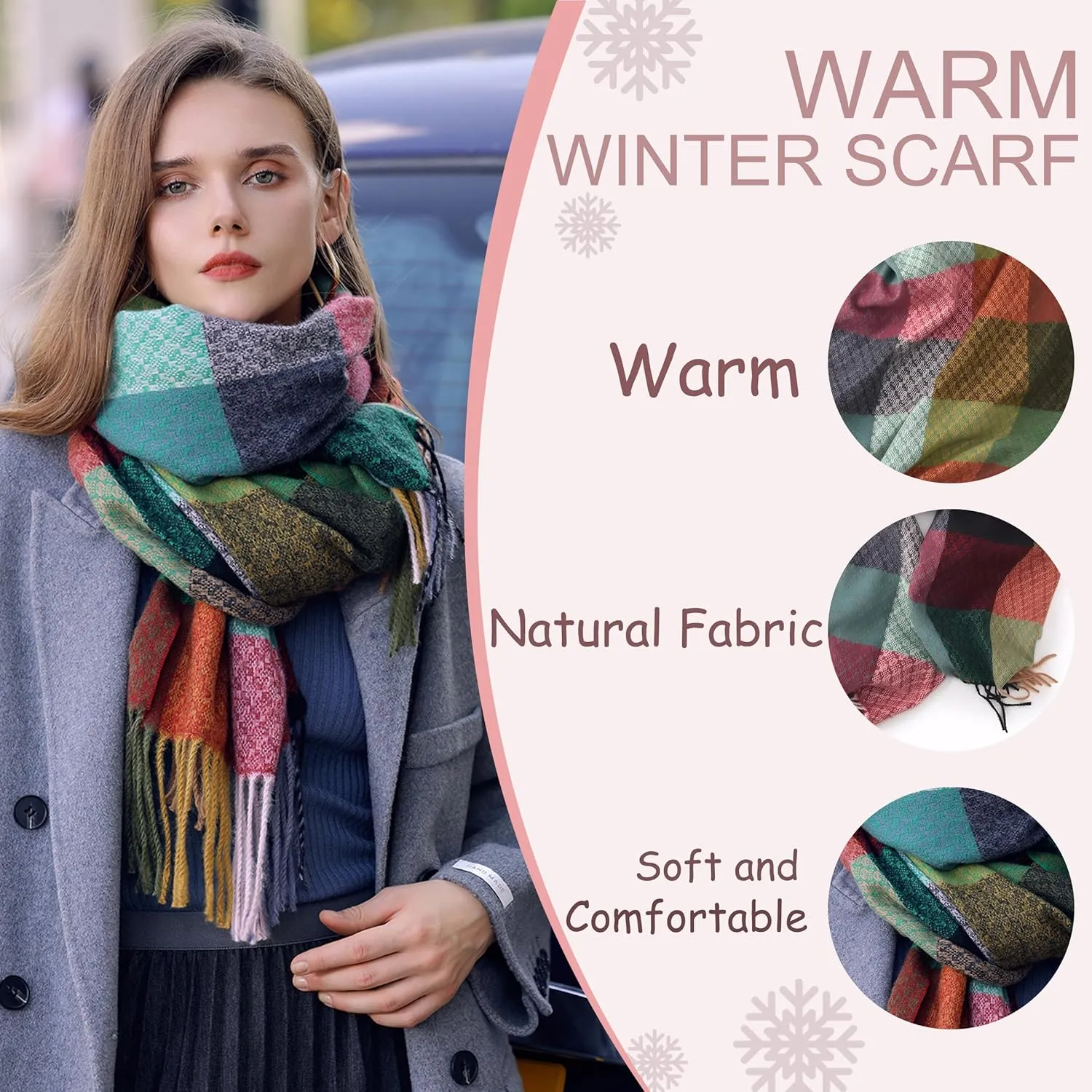 Tartan Plaid Scarves for Women Winter,Long Scarves for Women with Fringe,Super Soft Scarf for Women Winter