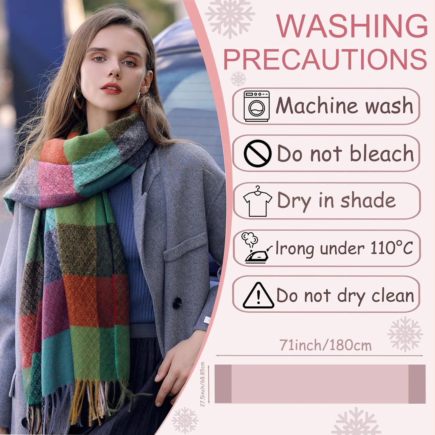 Tartan Plaid Scarves for Women Winter,Long Scarves for Women with Fringe,Super Soft Scarf for Women Winter