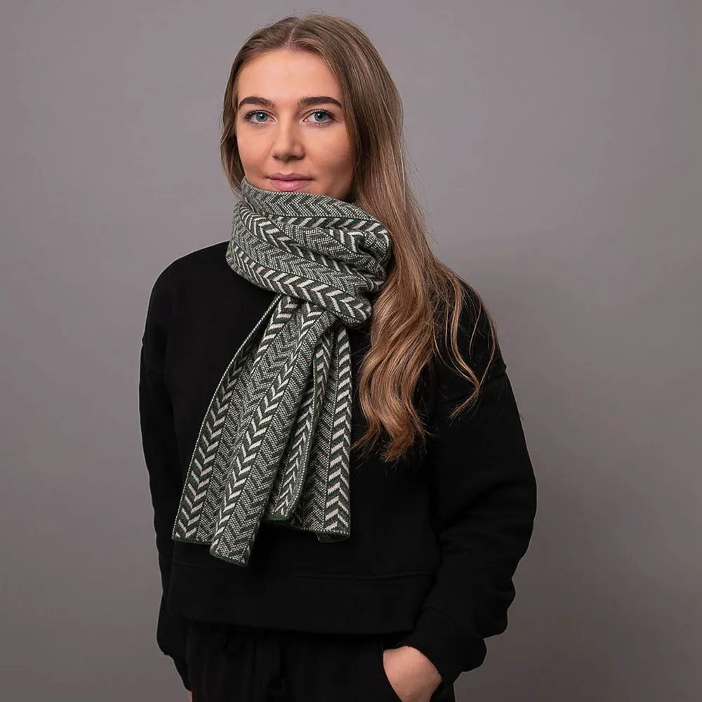 The Badminton - Geometric Chevron Scarf - Moss