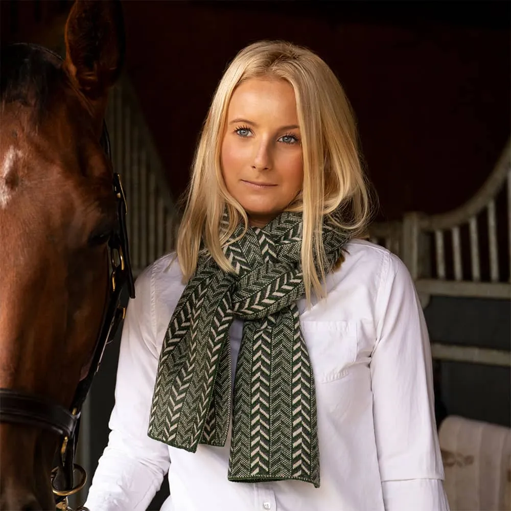 The Badminton - Geometric Chevron Scarf - Moss