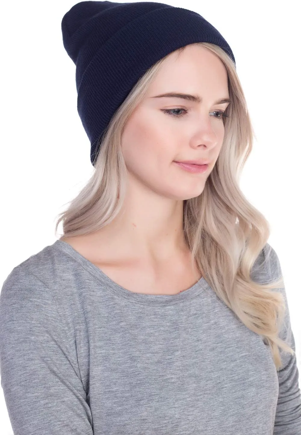 Top Level Beanie Men Women - Unisex Cuffed Plain Skull Knit Hat Cap