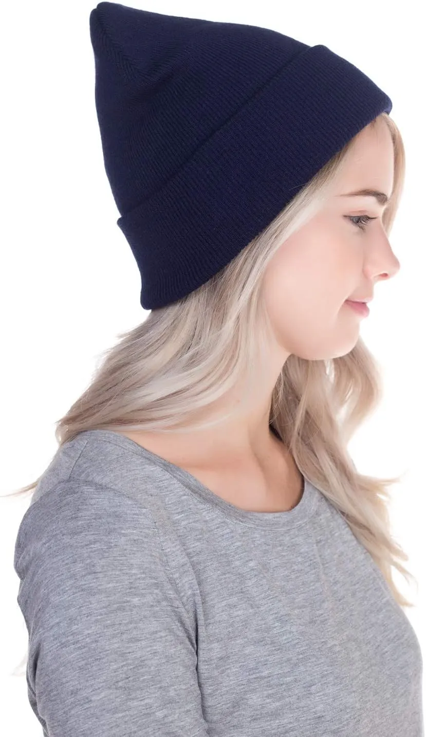 Top Level Beanie Men Women - Unisex Cuffed Plain Skull Knit Hat Cap