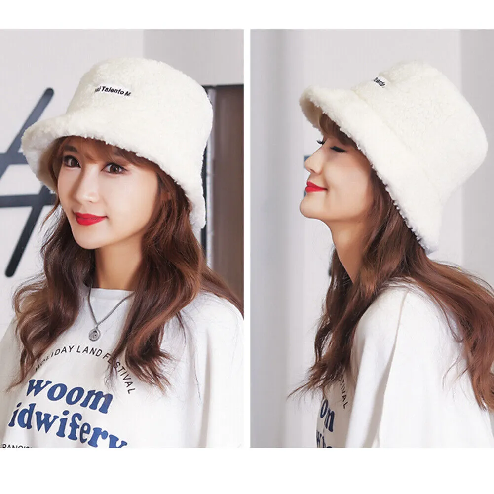 US Women Fashion Winter Bucket Hat Vintage Cloche Hats Wool Warmer Fisherman Cap