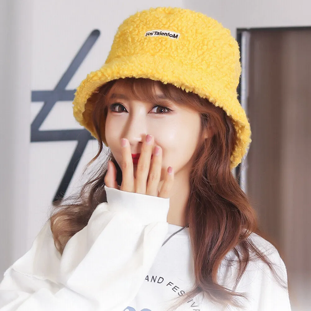 US Women Fashion Winter Bucket Hat Vintage Cloche Hats Wool Warmer Fisherman Cap