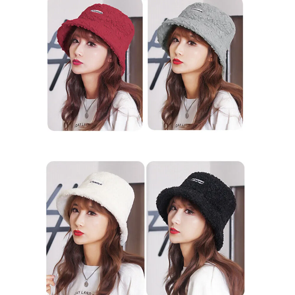 US Women Fashion Winter Bucket Hat Vintage Cloche Hats Wool Warmer Fisherman Cap