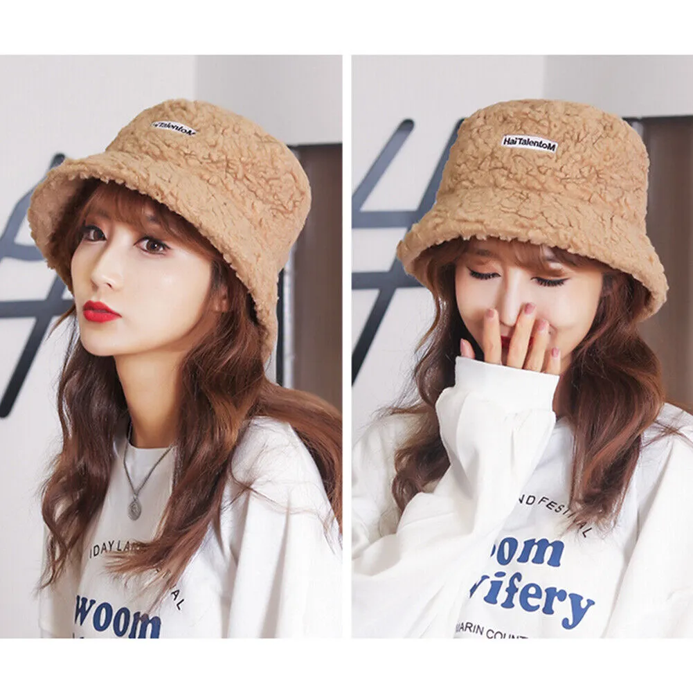 US Women Fashion Winter Bucket Hat Vintage Cloche Hats Wool Warmer Fisherman Cap