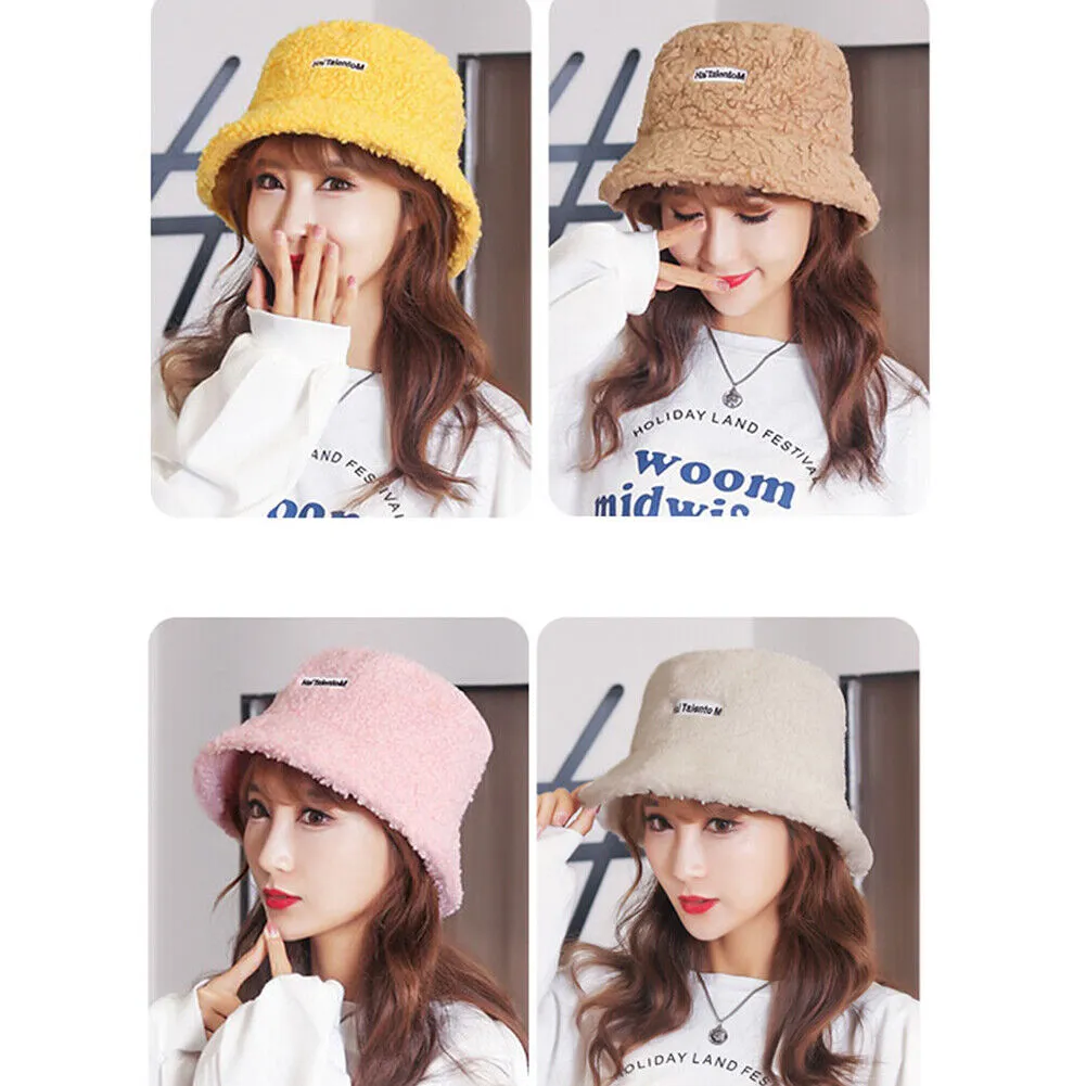 US Women Fashion Winter Bucket Hat Vintage Cloche Hats Wool Warmer Fisherman Cap