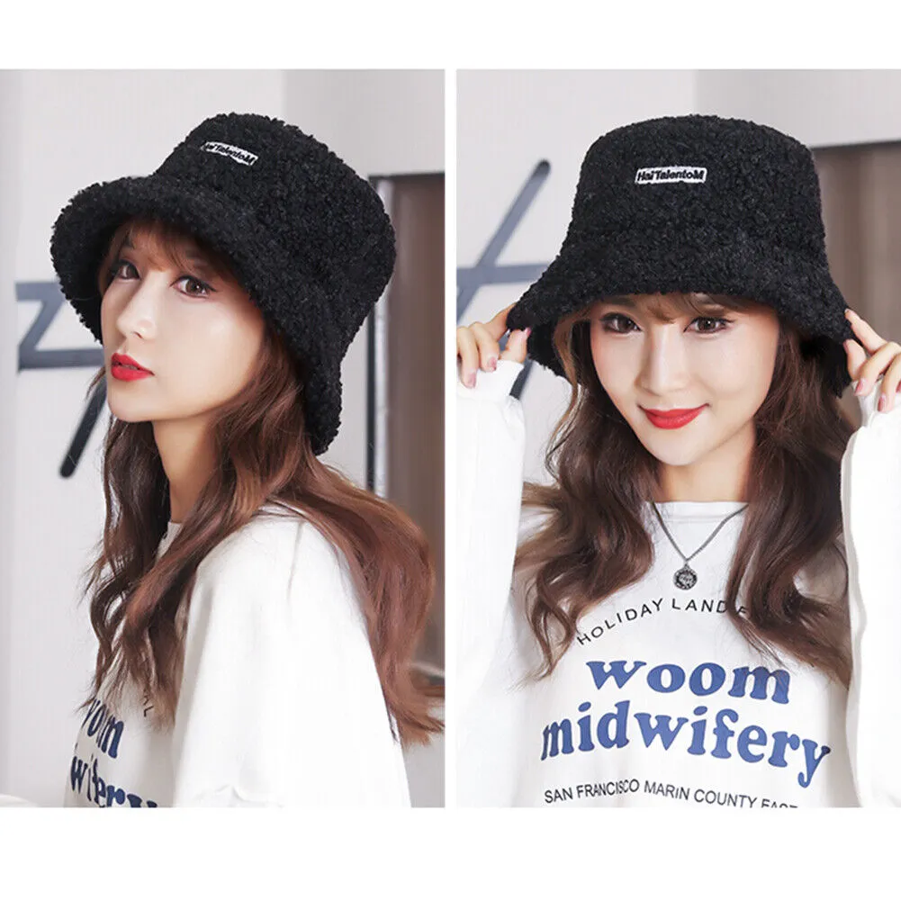 US Women Fashion Winter Bucket Hat Vintage Cloche Hats Wool Warmer Fisherman Cap