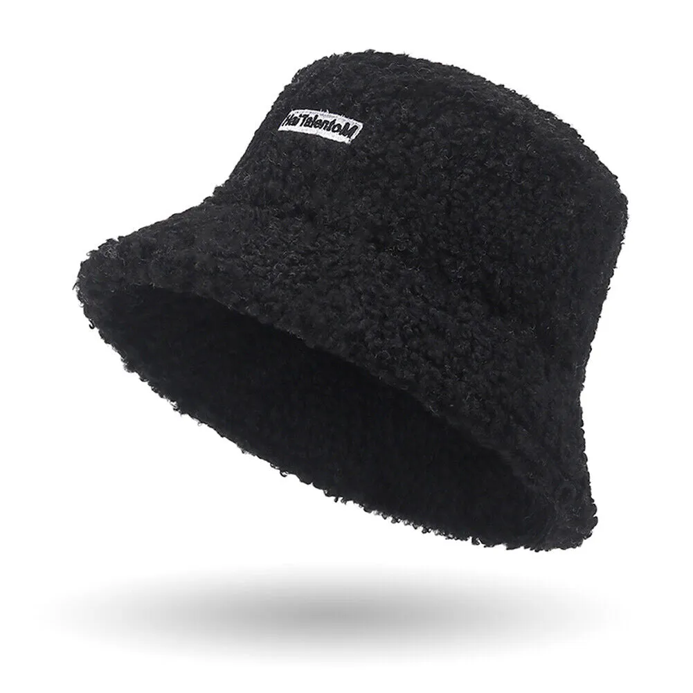US Women Fashion Winter Bucket Hat Vintage Cloche Hats Wool Warmer Fisherman Cap
