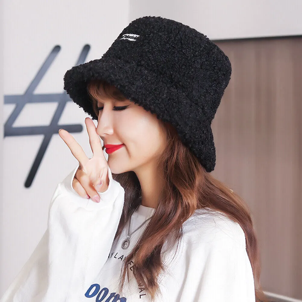 US Women Fashion Winter Bucket Hat Vintage Cloche Hats Wool Warmer Fisherman Cap