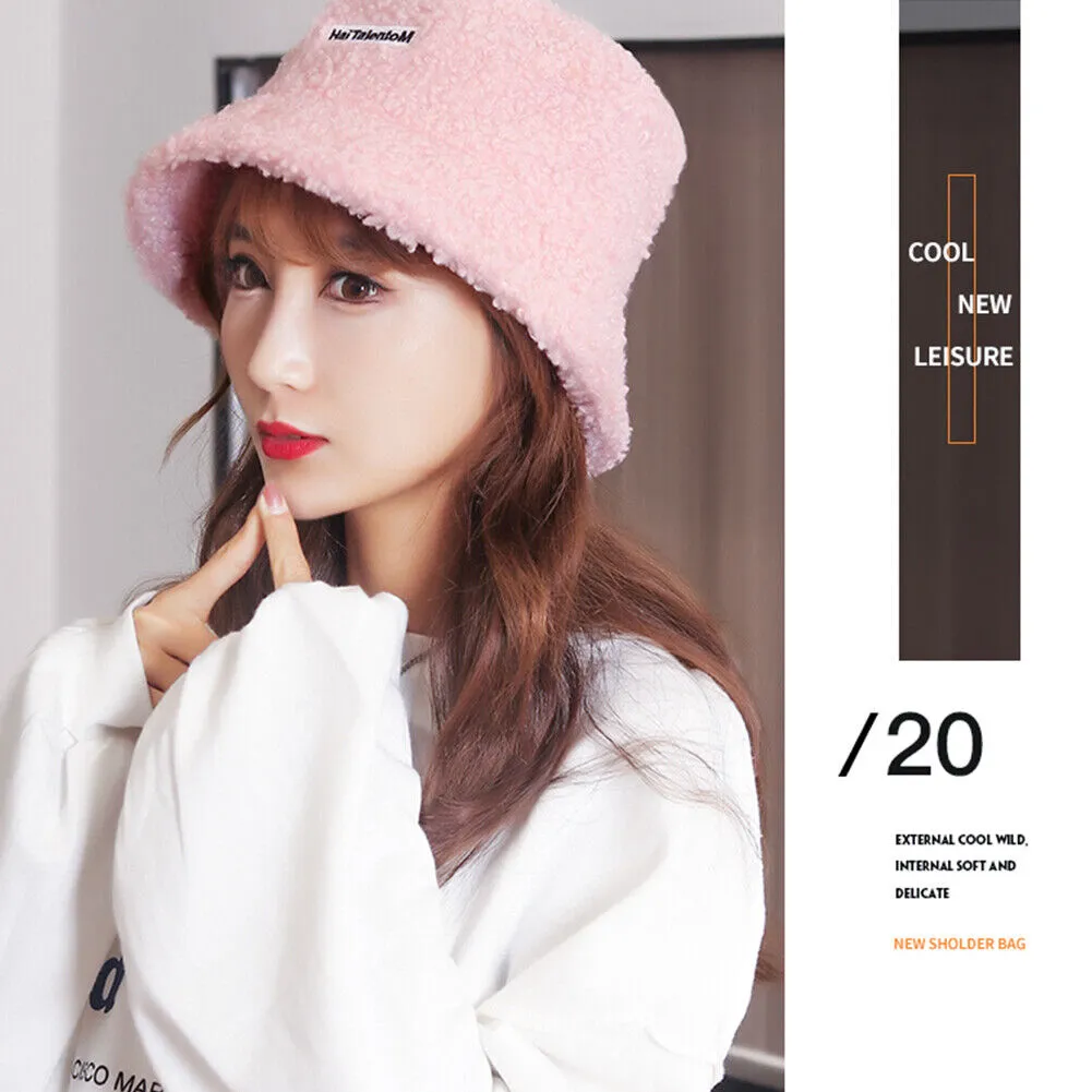 US Women Fashion Winter Bucket Hat Vintage Cloche Hats Wool Warmer Fisherman Cap