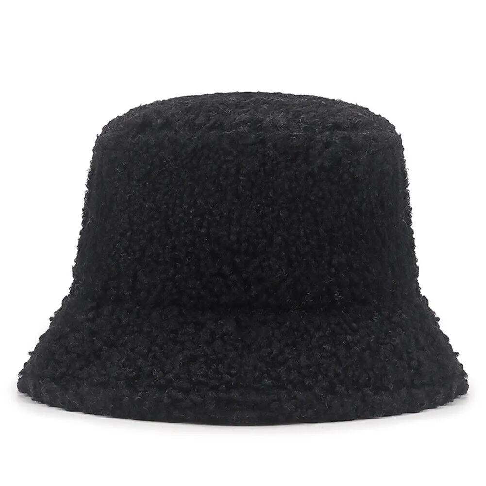 US Women Fashion Winter Bucket Hat Vintage Cloche Hats Wool Warmer Fisherman Cap