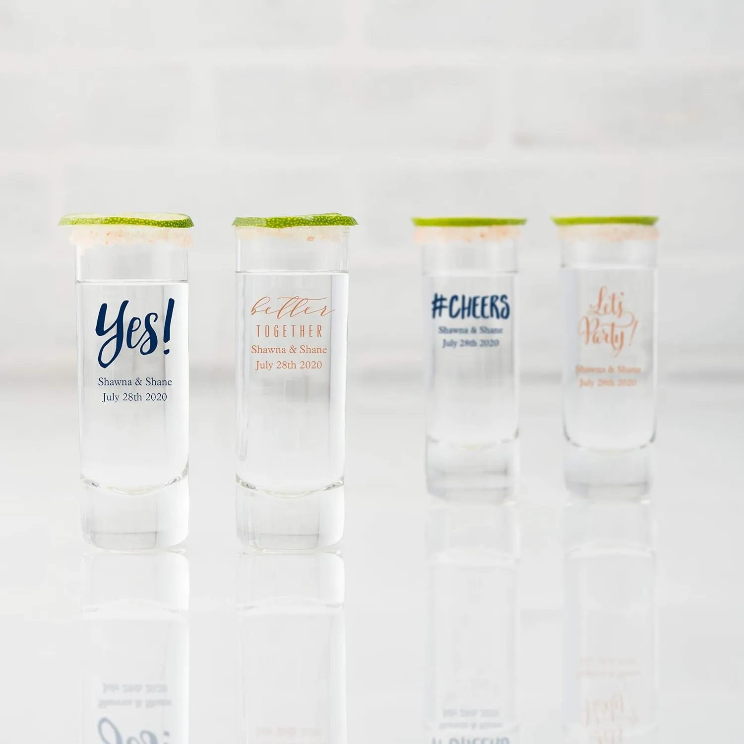 WEDDINGSTAR Personalized 2.5oz Tall Shot Glass Customizable Full Color Print - 132 pack