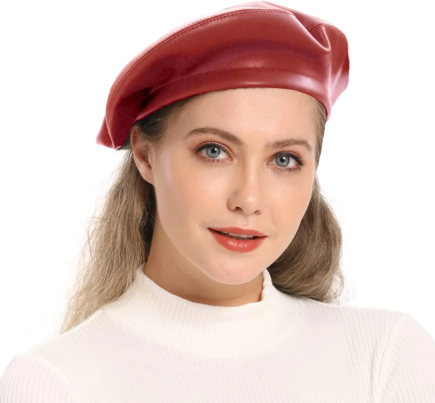 Wheebo PU Leather Berets for Women French Beret Hats Artist Painter Hat Classic Solid Style