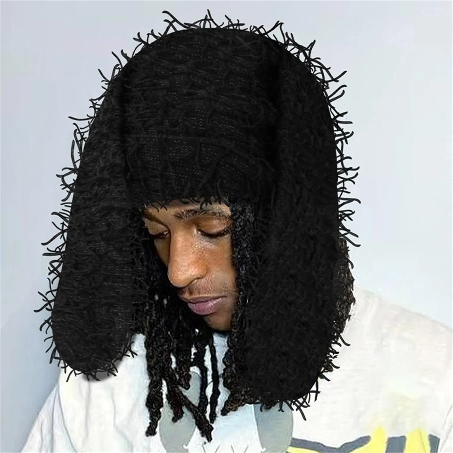 Winter Fur Hat Plush Drooping Rabbit Hat Shape Messy Yarn Multi-Color Warm Windproof Fashion Hip Hop Fuzzy Hat