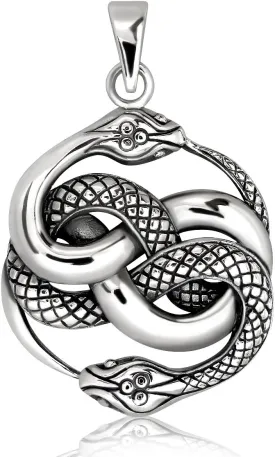 WithLoveSilver 925 Sterling Silver Ouroboros Infinity Snake Serpent Pendant
