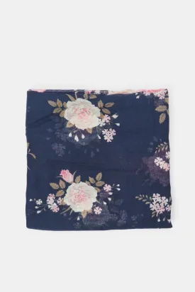 Women Navy Floral Printed Scarf