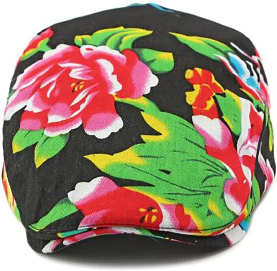 Womens Leopard Print Beret Hat Retro Newsboy Ivy Cap Cabbie Flat Cap